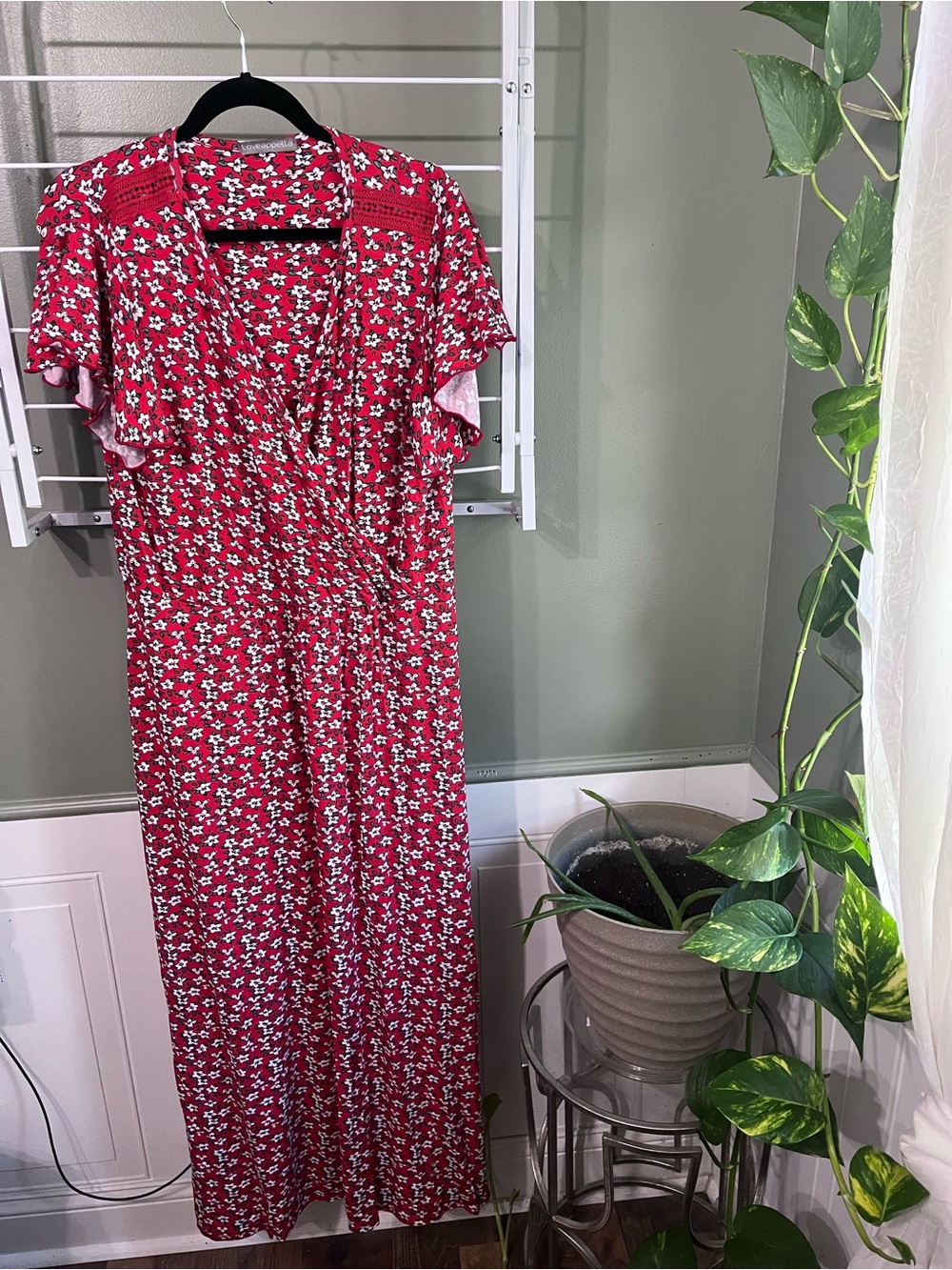 Red Floral Wrap Maxi Dress